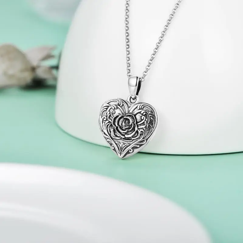 personalized heart locket silver necklace